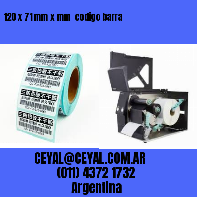 120 x 71 mm x mm  codigo barra