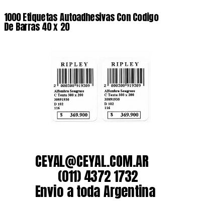 1000 Etiquetas Autoadhesivas Con Codigo De Barras 40 x 20