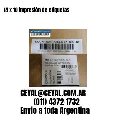 14 x 10 impresión de etiquetas