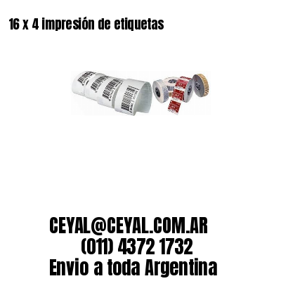 16 x 4 impresión de etiquetas
