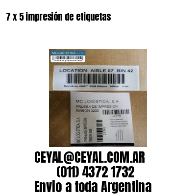 7 x 5 impresión de etiquetas