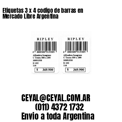 Etiquetas 3 x 4 codigo de barras en Mercado Libre Argentina
