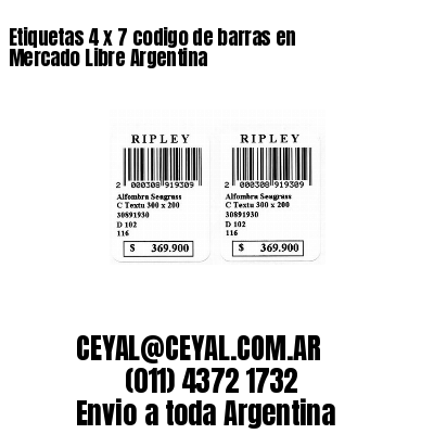 Etiquetas 4 x 7 codigo de barras en Mercado Libre Argentina