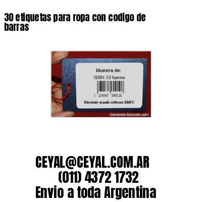30 etiquetas para ropa con codigo de barras