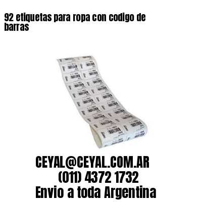 92 etiquetas para ropa con codigo de barras