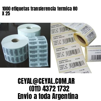 1000 etiquetas transferencia termica 80 X 25