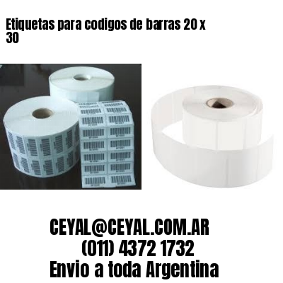 Etiquetas para codigos de barras 20 x 30