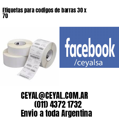 Etiquetas para codigos de barras 30 x 70