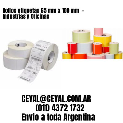 Rollos etiquetas 65 mm x 100 mm  – Industrias y Oficinas