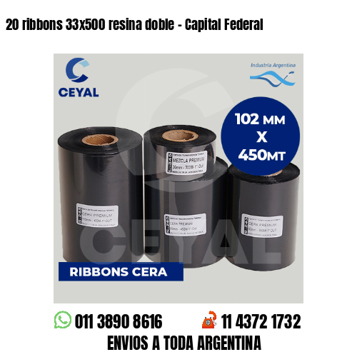 20 ribbons 33x500 resina doble - Capital Federal