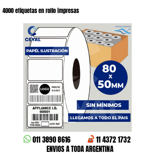 4000 etiquetas en rollo impresas