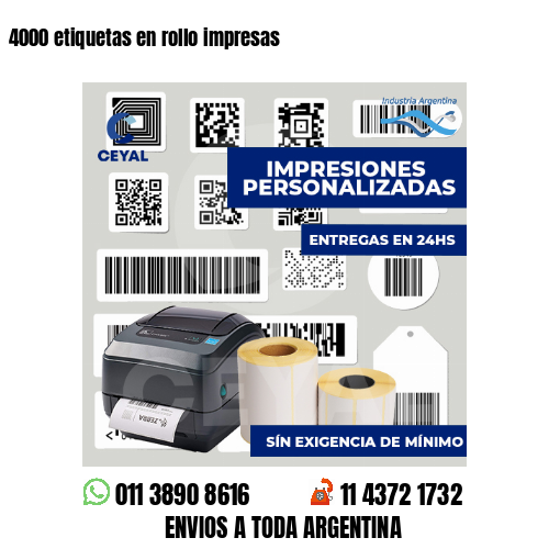 4000 etiquetas en rollo impresas