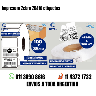 Impresora Zebra ZD410 etiquetas