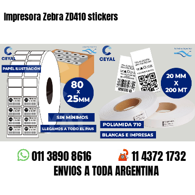 Impresora Zebra ZD410 stickers