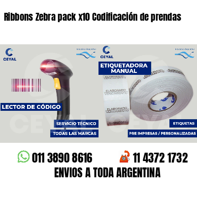 Ribbons Zebra pack x10 Codificación de prendas