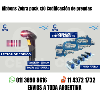 Ribbons Zebra pack x10 Codificación de prendas