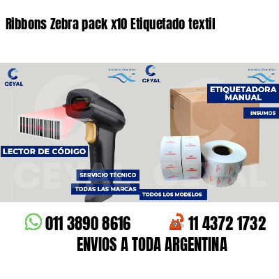 Ribbons Zebra pack x10 Etiquetado textil