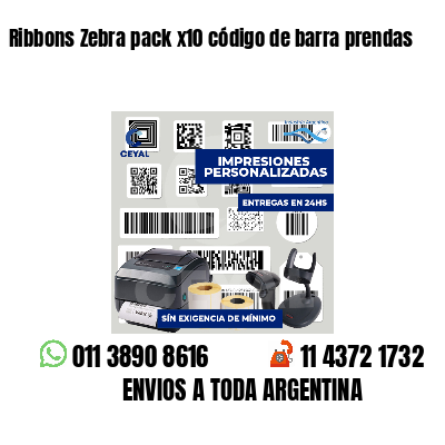 Ribbons Zebra pack x10 código de barra prendas