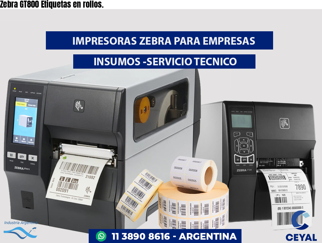 Zebra GT800 Etiquetas en rollos.