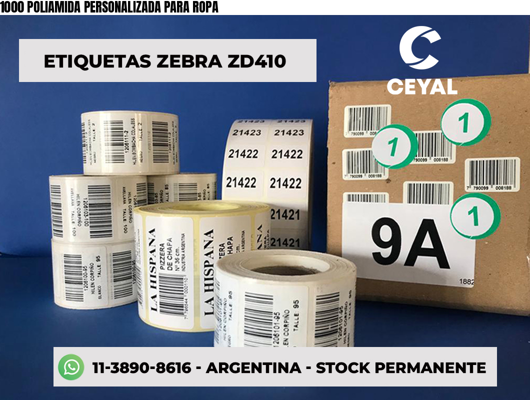 1000 POLIAMIDA PERSONALIZADA PARA ROPA | Zebra Etiquetadora