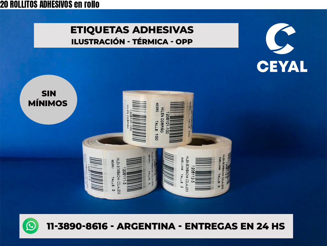 Tags En Rollo 20 ROLLITOS ADHESIVOS en rollo | Zebra Etiquetadora