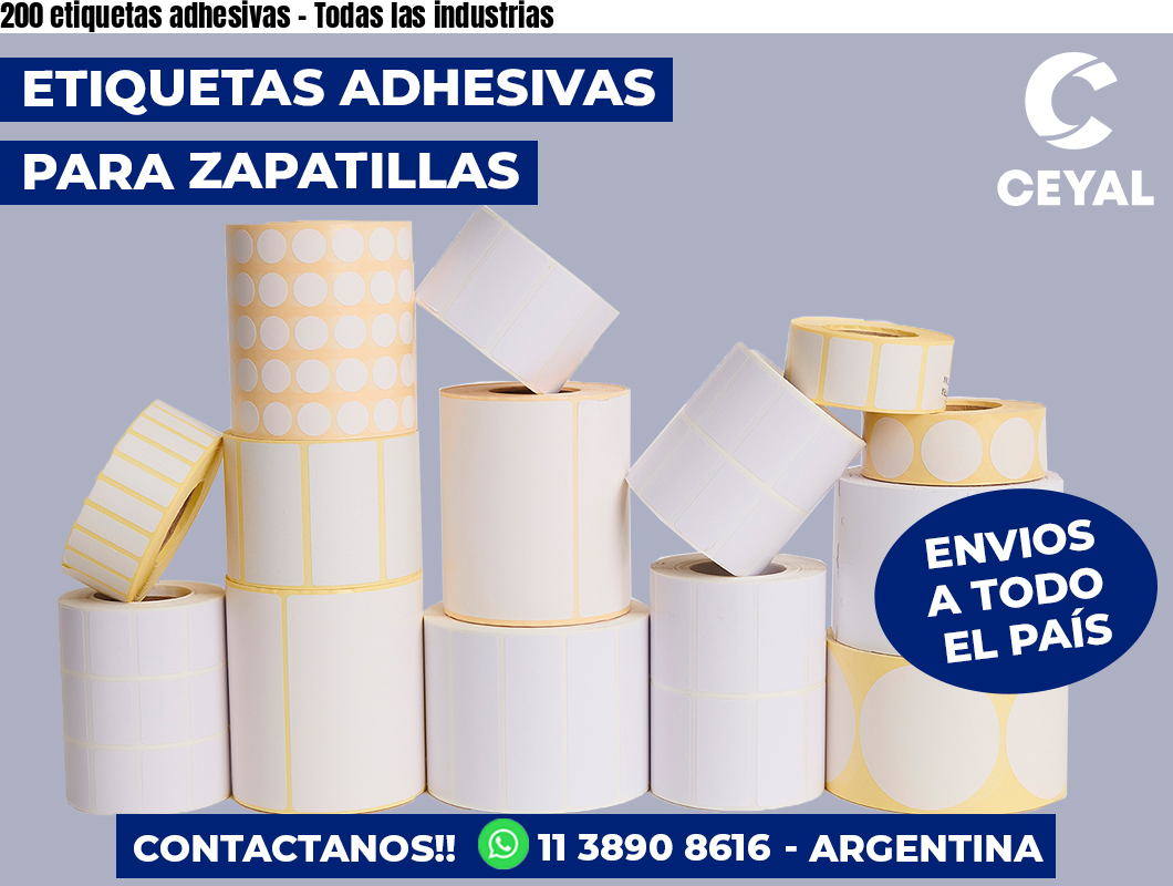 200 etiquetas adhesivas - Todas las industrias