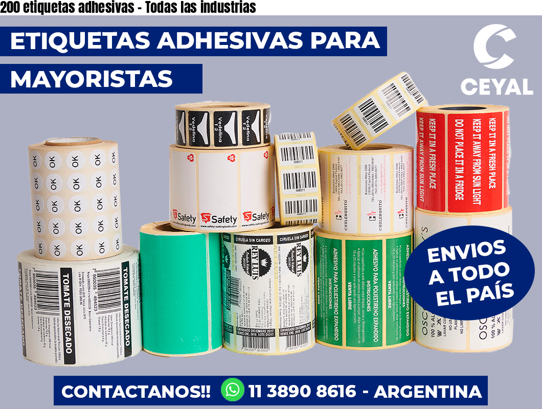 200 etiquetas adhesivas - Todas las industrias