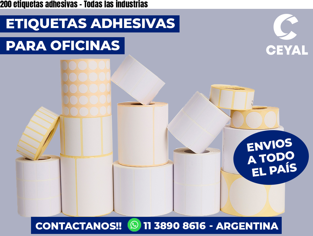 200 etiquetas adhesivas - Todas las industrias