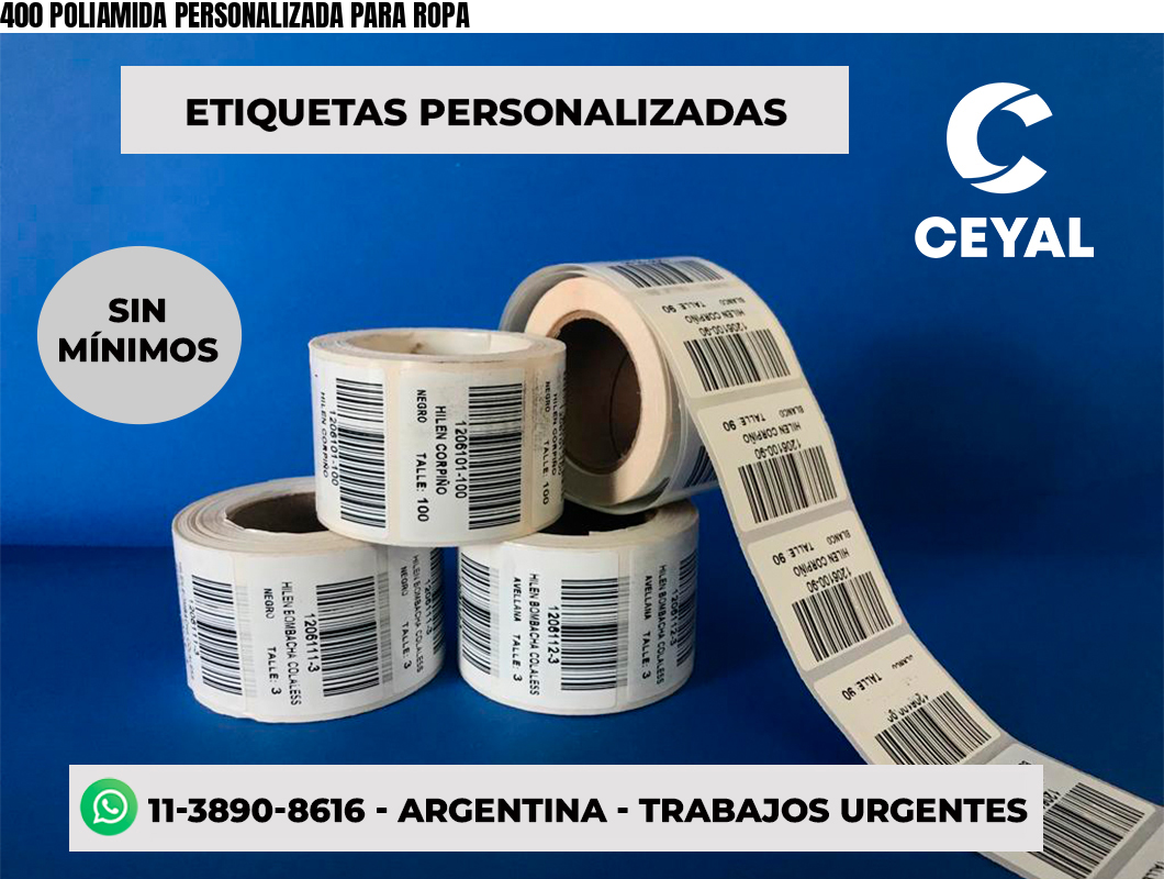 400 POLIAMIDA PERSONALIZADA PARA ROPA | Zebra Etiquetadora