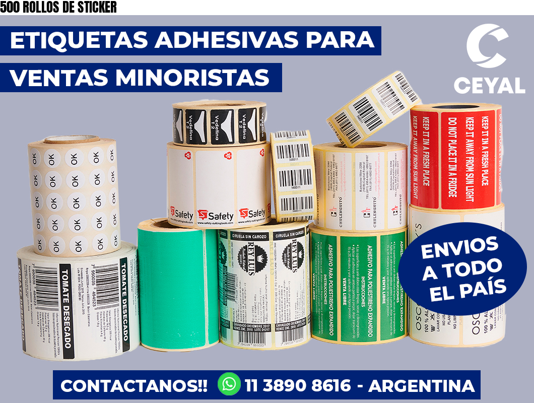 500 ROLLOS DE STICKER | Zebra Etiquetadora