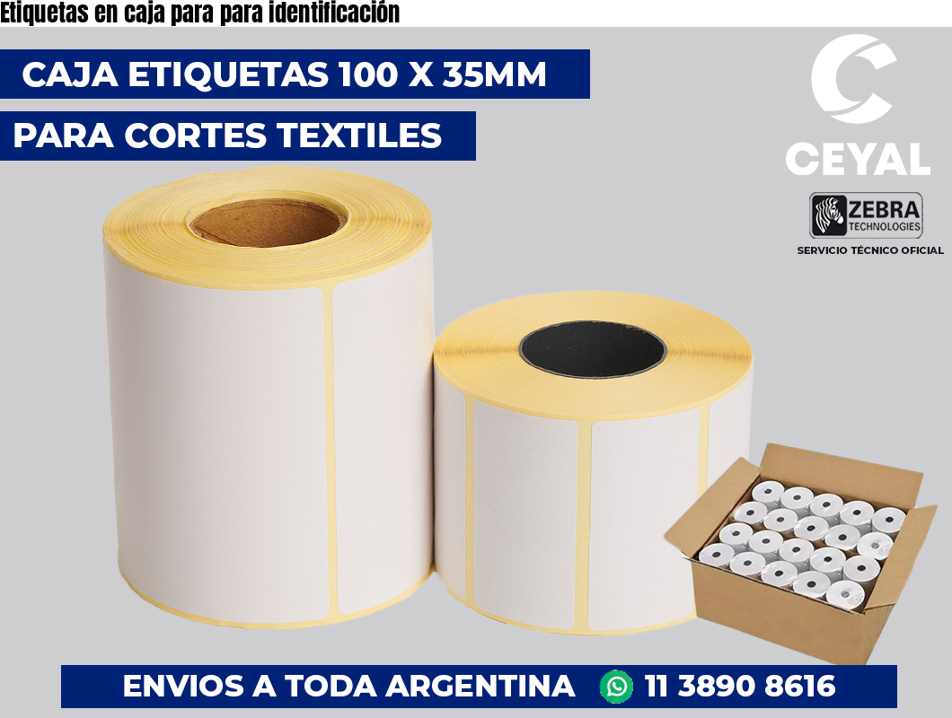 Etiquetas en caja para para identificación