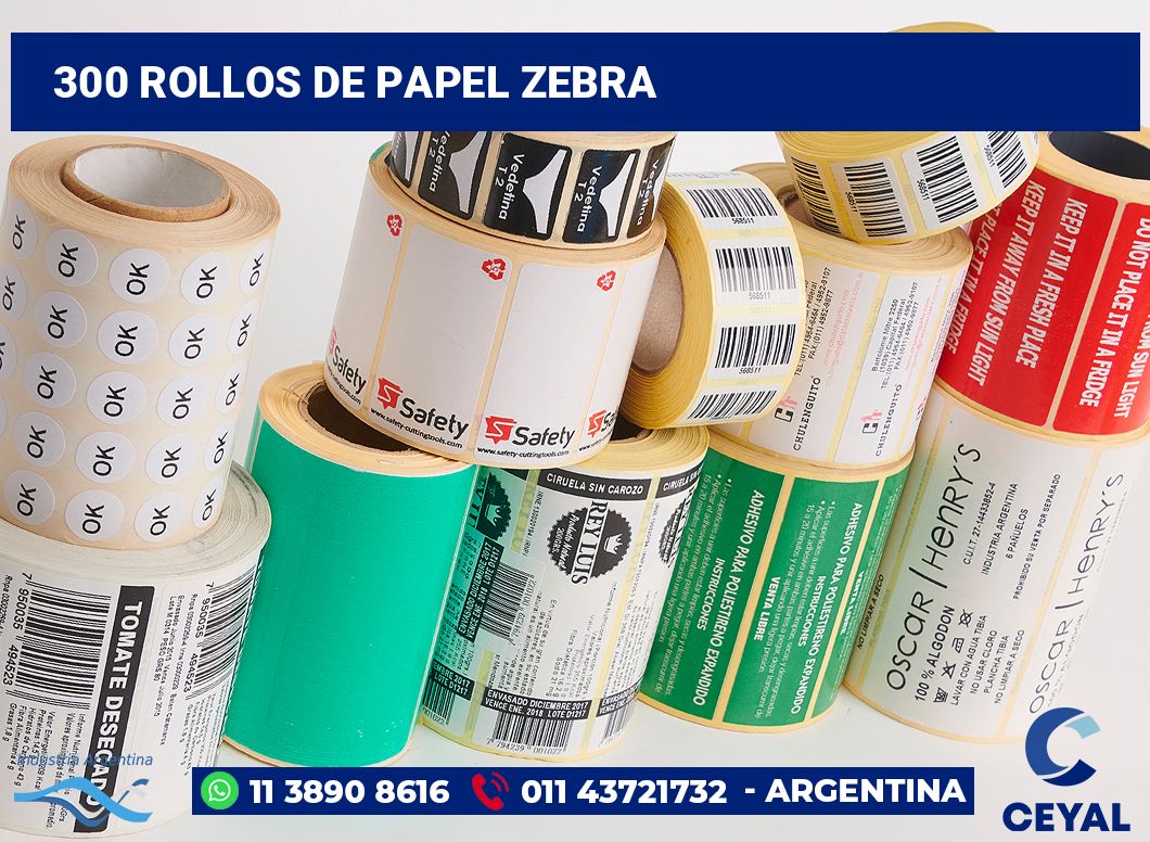 300 Rollos de papel zebra