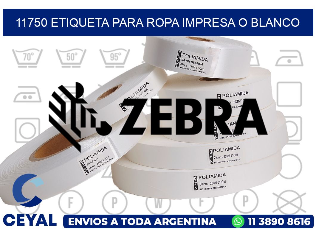 11750 ETIQUETA PARA ROPA IMPRESA O BLANCO