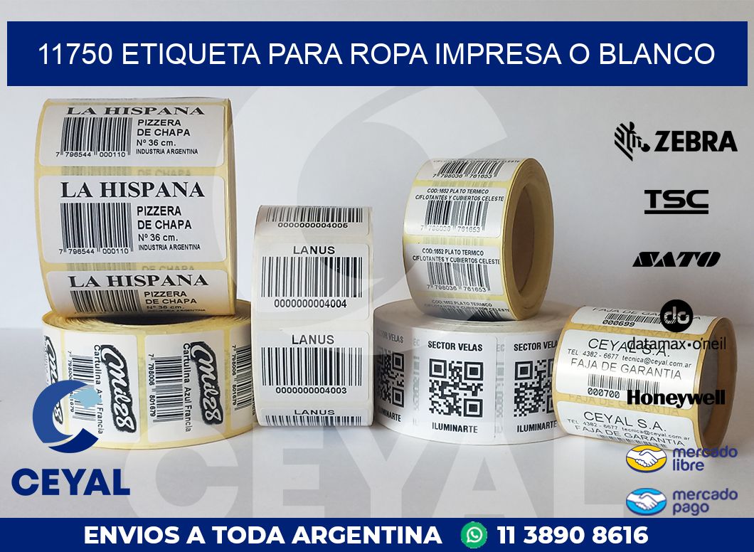 11750 ETIQUETA PARA ROPA IMPRESA O BLANCO