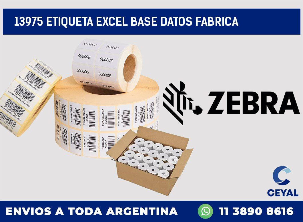 13975 etiqueta excel base datos fabrica