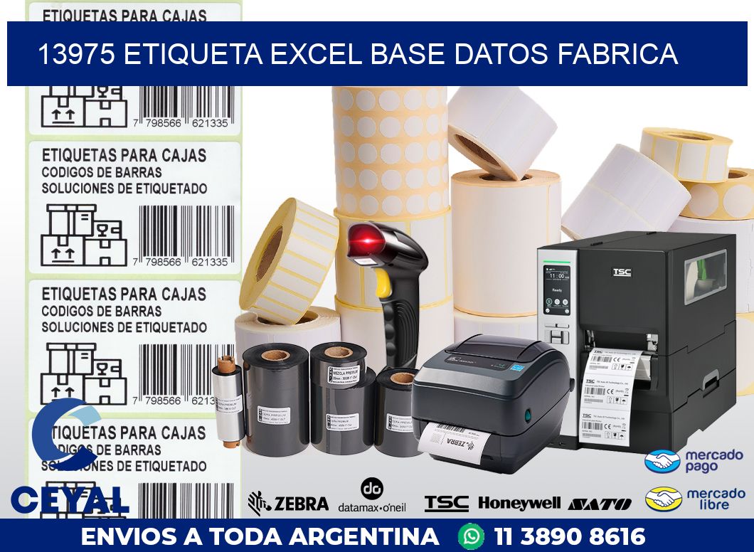 13975 etiqueta excel base datos fabrica