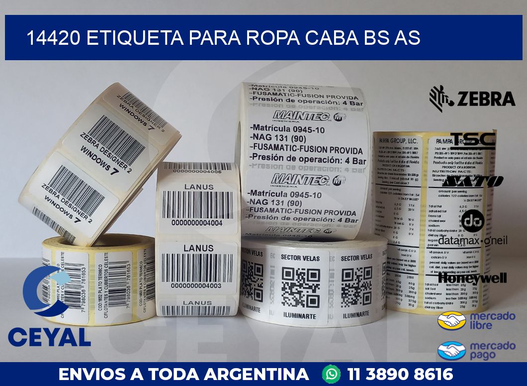 14420 ETIQUETA PARA ROPA CABA BS AS