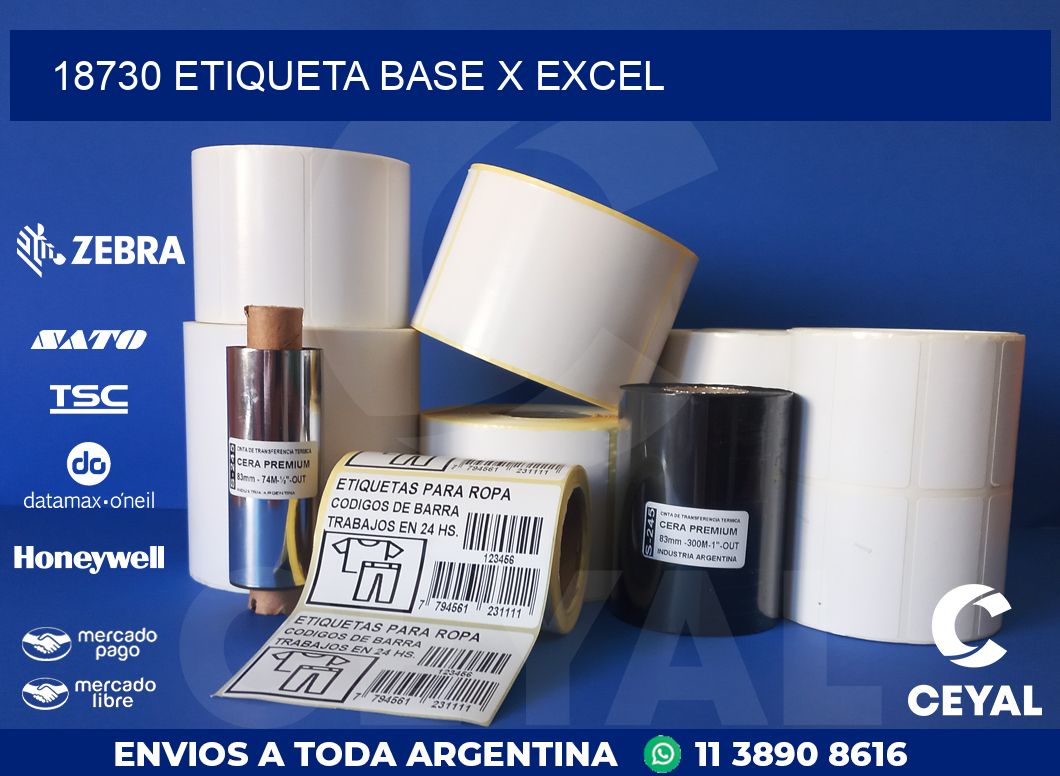 18730 etiqueta base x excel