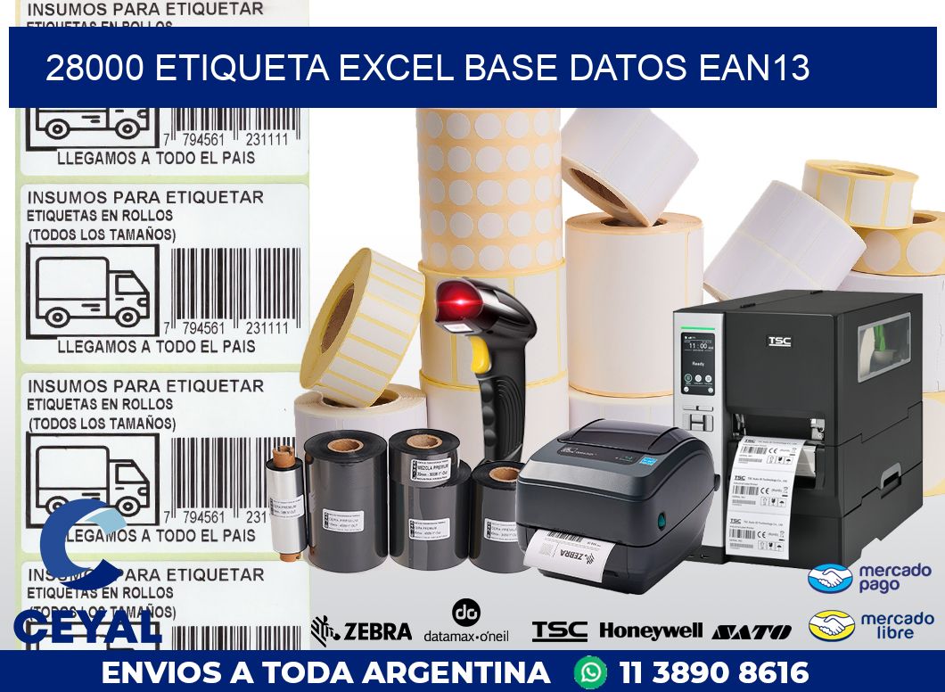 28000 etiqueta excel base datos ean13