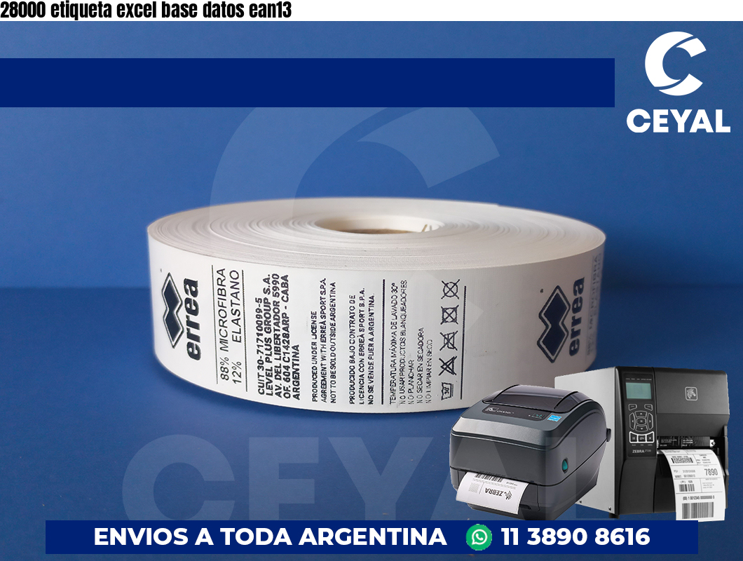 28000 etiqueta excel base datos ean13