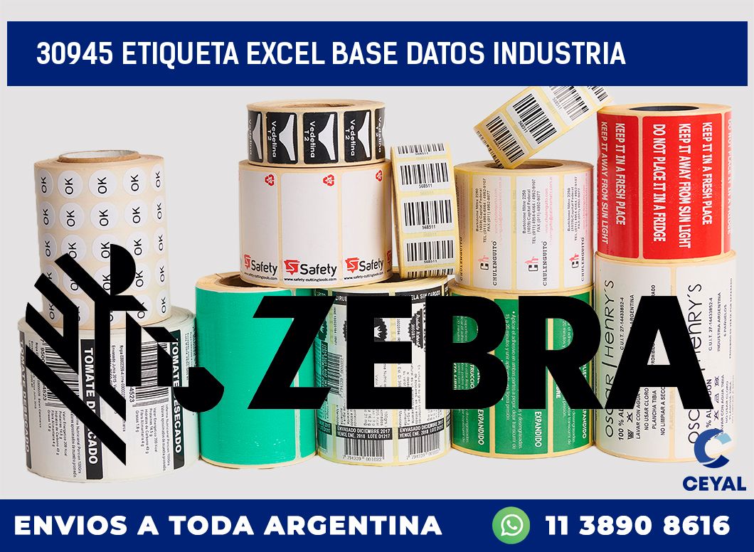 30945 etiqueta excel base datos industria