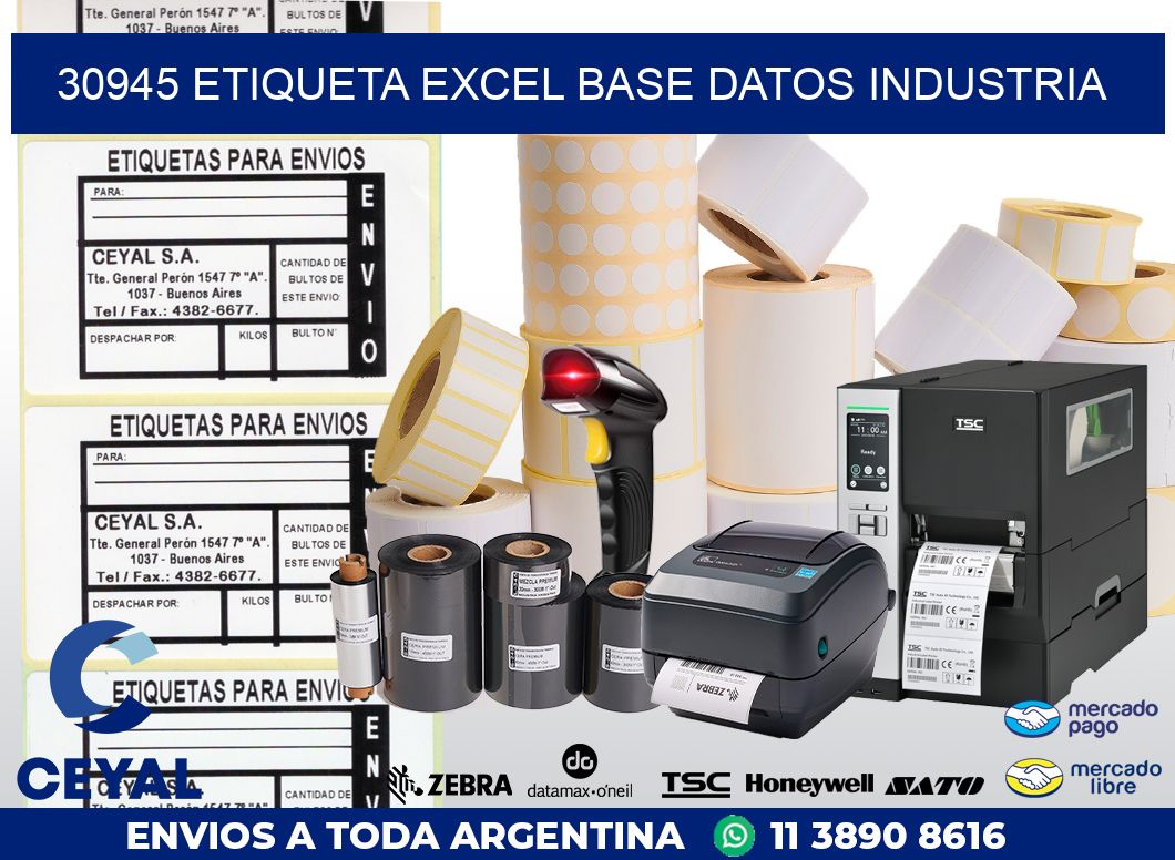 30945 etiqueta excel base datos industria