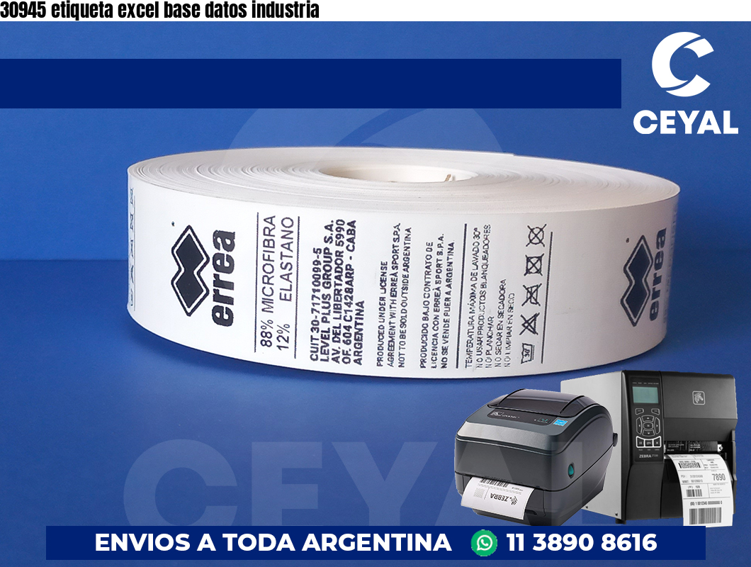 30945 etiqueta excel base datos industria