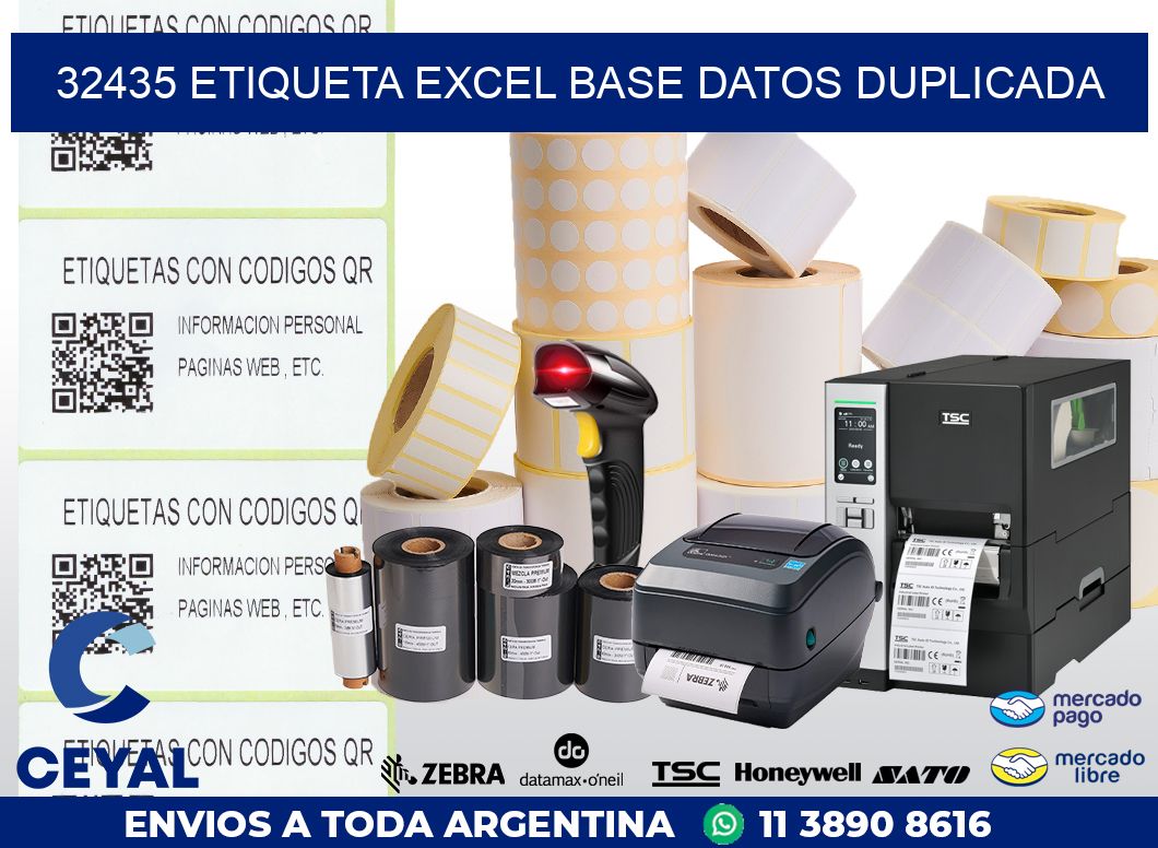 32435 etiqueta excel base datos duplicada