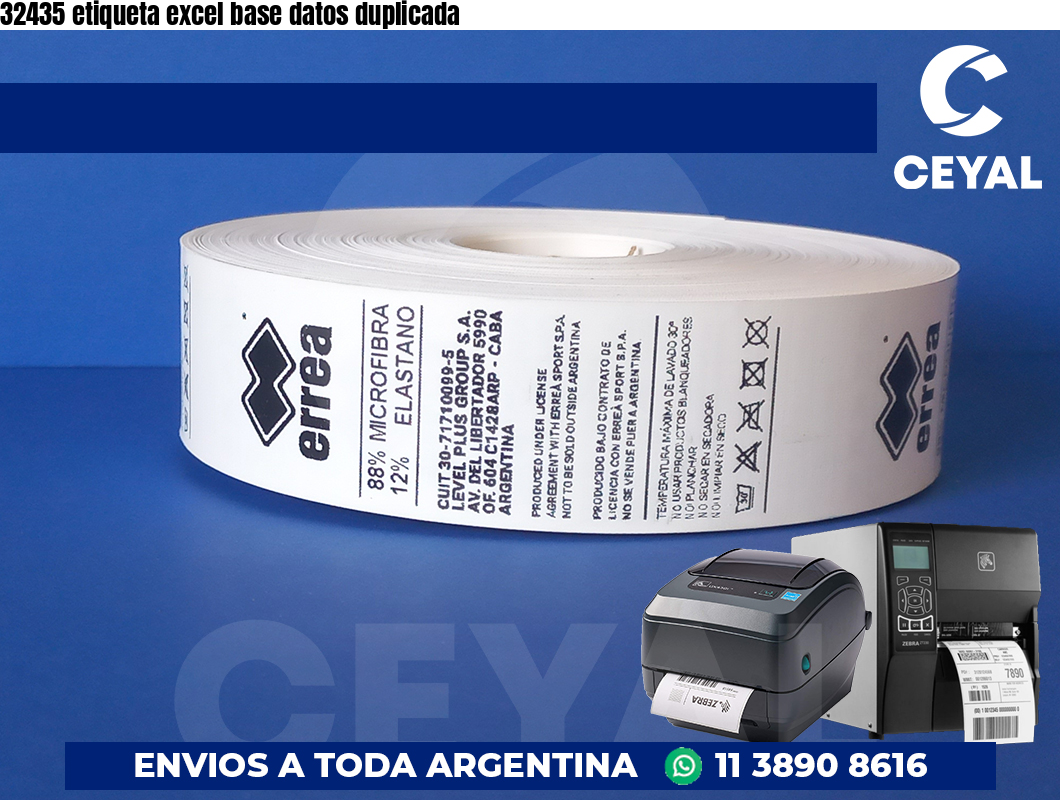 32435 etiqueta excel base datos duplicada