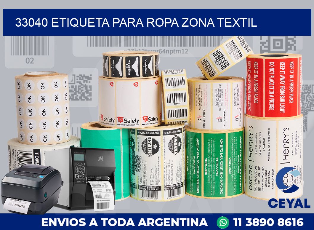 33040 ETIQUETA PARA ROPA ZONA TEXTIL