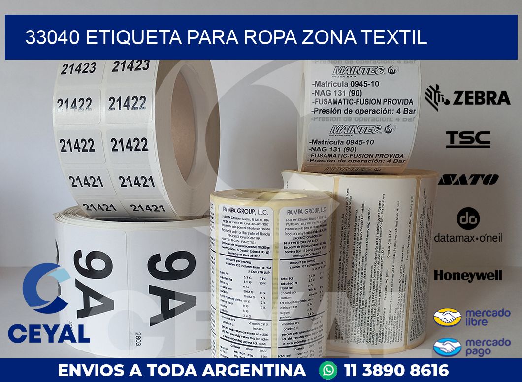 33040 ETIQUETA PARA ROPA ZONA TEXTIL