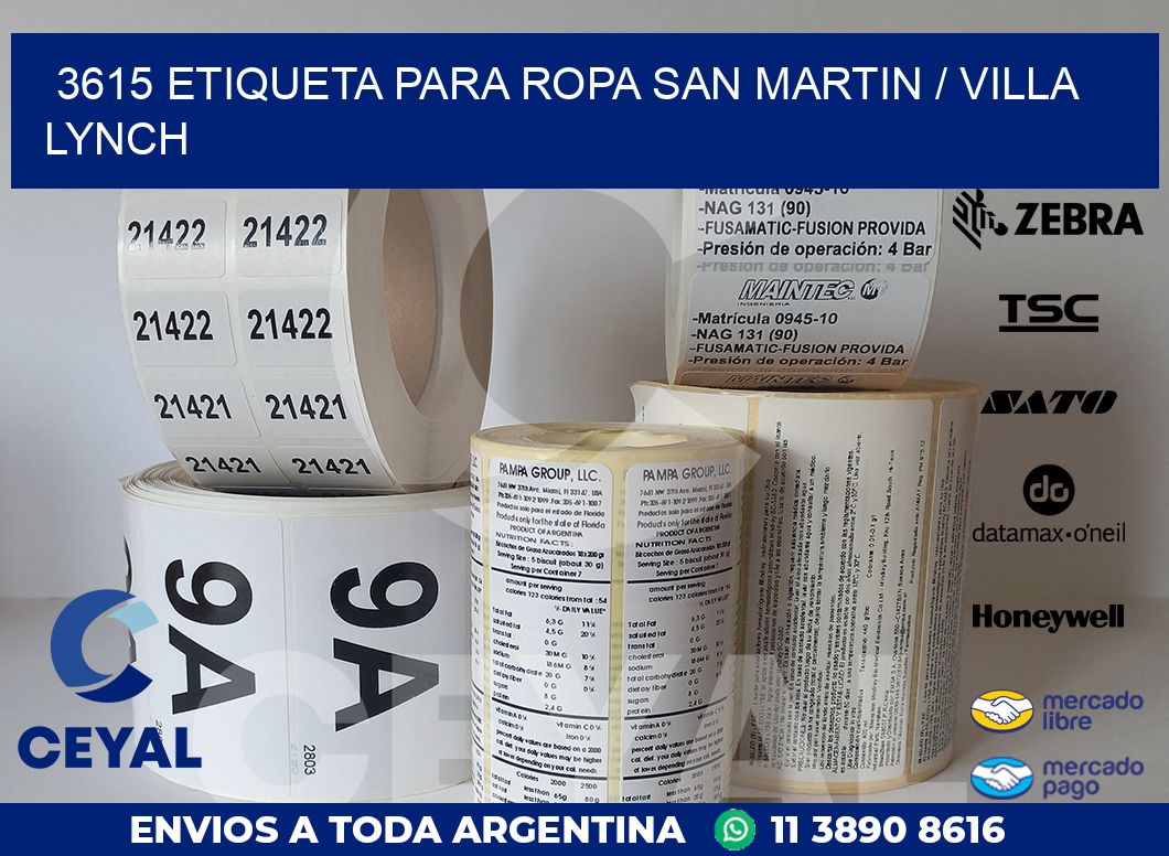 3615 ETIQUETA PARA ROPA SAN MARTIN / VILLA LYNCH