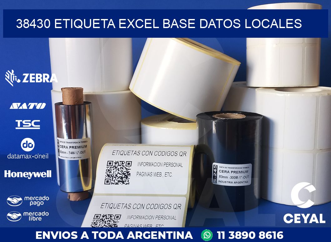 38430 etiqueta excel base datos locales