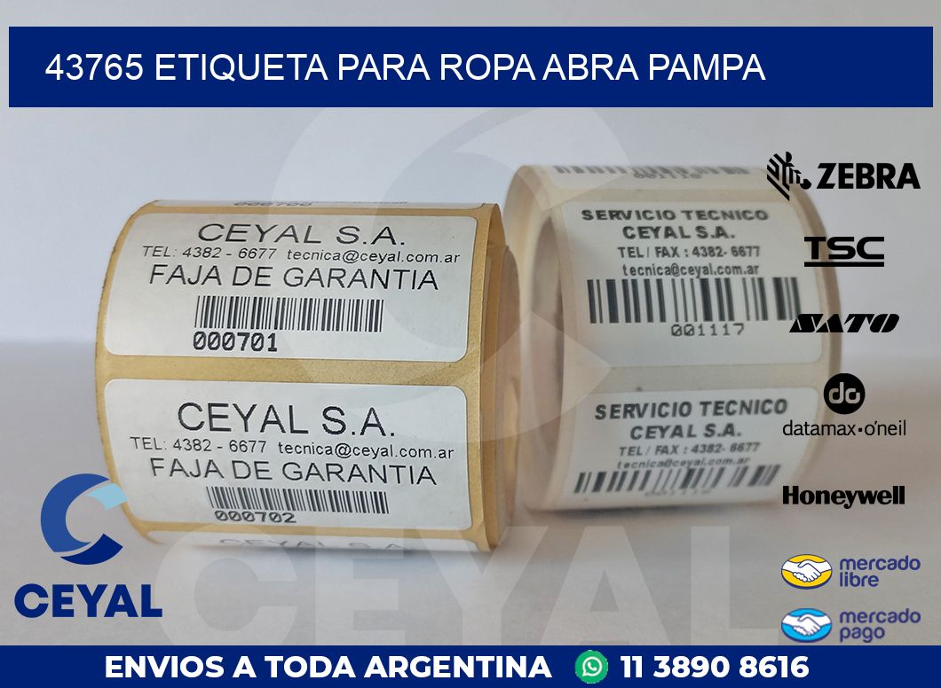 43765 ETIQUETA PARA ROPA ABRA PAMPA